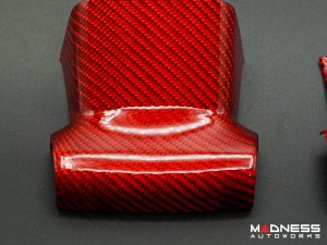 FIAT 500 Steering Wheel Trim Set - 2 pieces - Bottom Trim - Carbon Fiber Red Pearl Finish